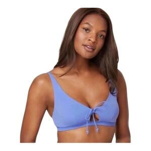 Andie NWT The Chic Crete V-neck Silhouette Longline Bikini Top Periwinkle XL